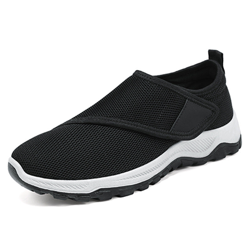 Herren nan atmungsaktiver Slip-On Mesh-Sneaker mit Klettverschluss, gepolsterter Komfortsohle und rutschfester Profilsohle EB