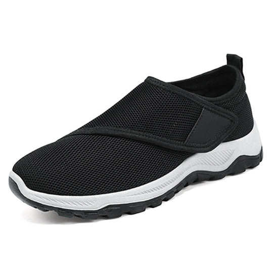 Herren nan atmungsaktiver Slip-On Mesh-Sneaker mit Klettverschluss, gepolsterter Komfortsohle und rutschfester Profilsohle EB