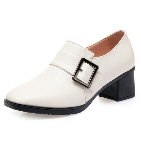 Damen elegante Stiefeletten mit modischem Riemen und hochwertigem Blockabsatz EB