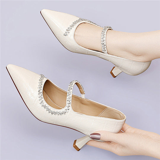 Damen elegante Slingback-Pumps mit funkelndem Schmuckdetail EB