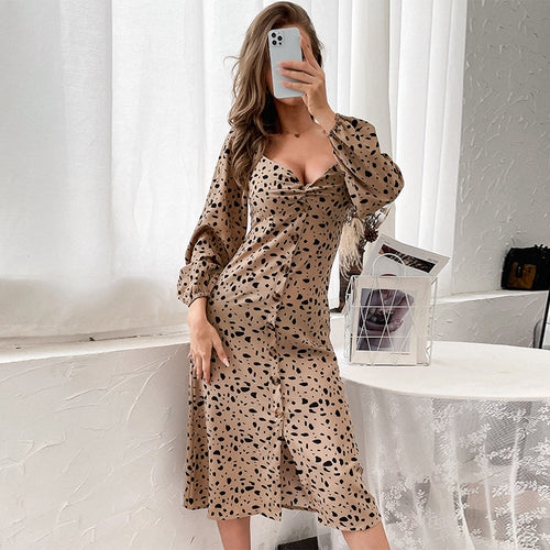 Damen Midi-Kleid mit elegantem Wickelausschnitt und floralen Akzenten EB