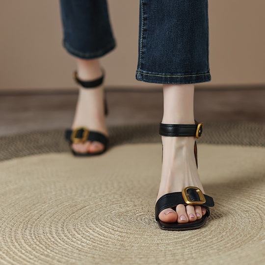 Damen elegante Riemensandalen mit modischem Schnallen-Detail EB