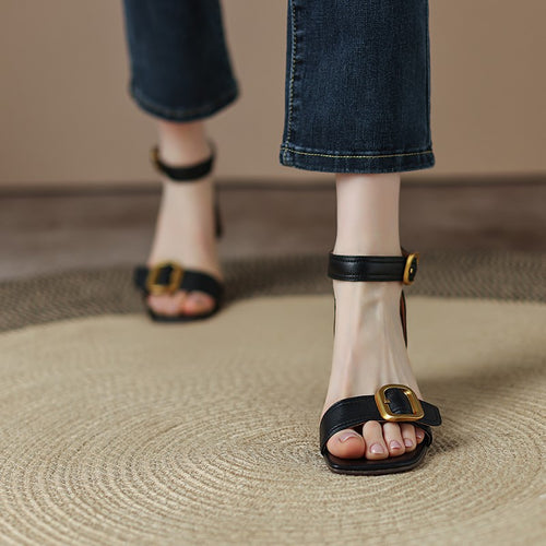 Damen elegante Riemensandalen mit modischem Schnallen-Detail EB