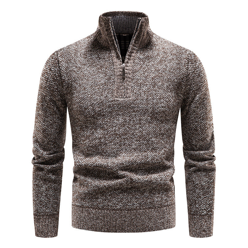 Herren eleganter Strickpullover mit modernem Stehkragen und Reißverschluss EB