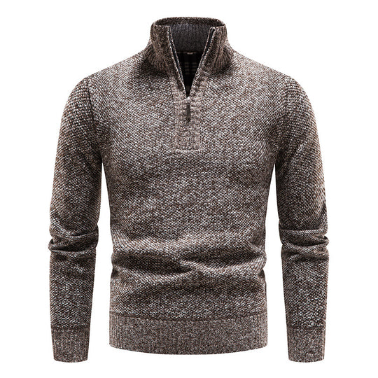 Herren eleganter Strickpullover mit modernem Stehkragen und Reißverschluss EB