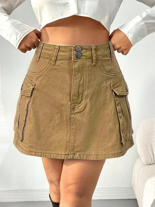 Damen Denim-Minirock mit aufgesetzten Taschen und modernen Details EB