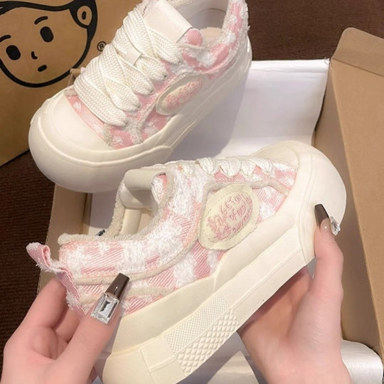 Damen modische Sneaker mit stylischem Fleece-Einsatz EB