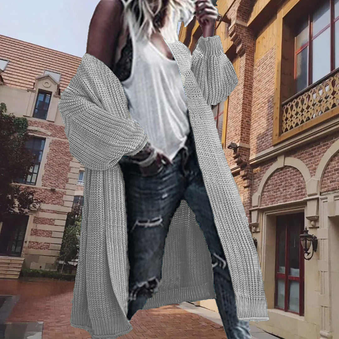 Damen Strickmantel mit oversized Passform und voluminösen Ärmeln EB