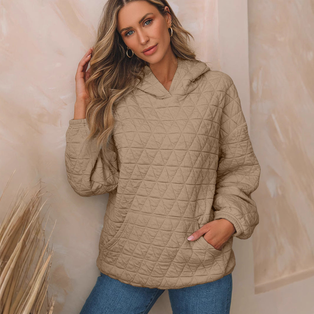 Damen Kapuzenpullover mit strukturiertem Steppmuster und praktischen Taschen EB