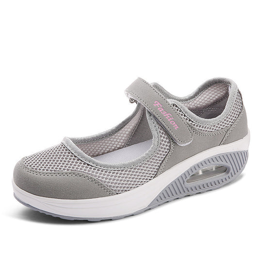 Damen Sportliche Sneakers mit atmungsaktivem Netzmaterial und verstellbarem Klettverschluss EB