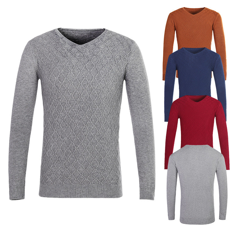 Herren V-Ausschnitt Pullover mit Strukturmuster EB
