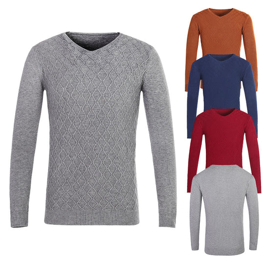 Herren V-Ausschnitt Pullover mit Strukturmuster EB