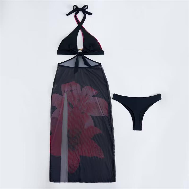 Damen Strandkleid mit modischem Wickeldesign und floralem Schnitt EB