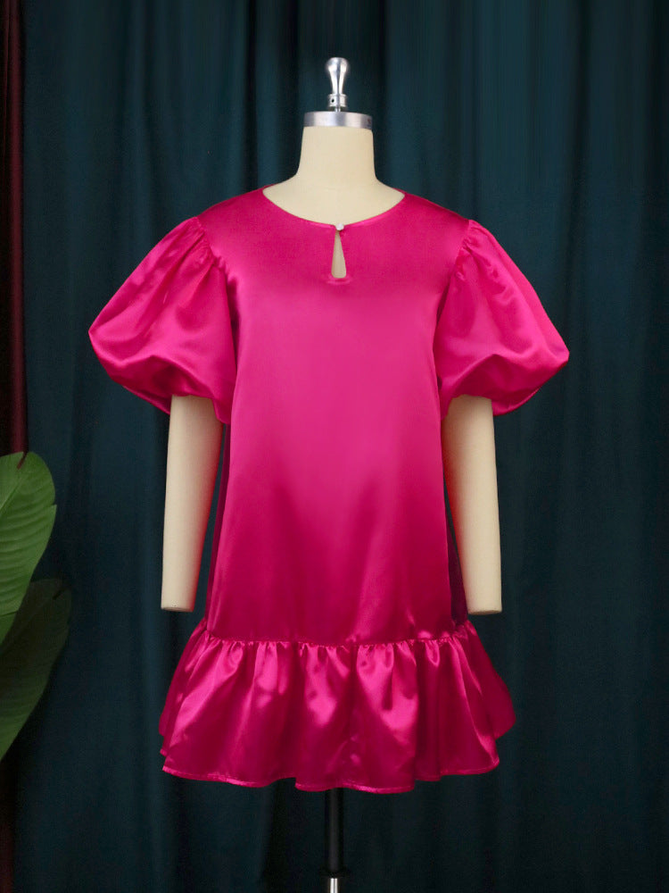 Damen Puffärmel Kleid EB
