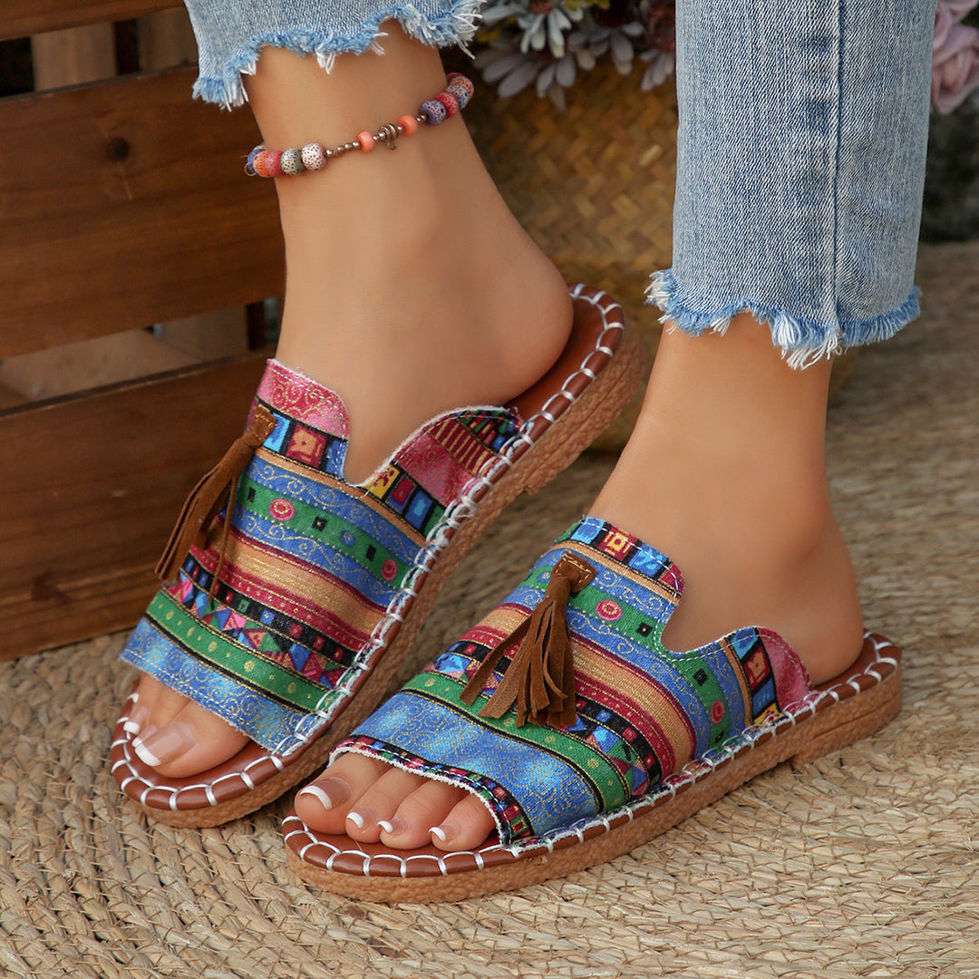 Damen Modische Clogs mit folkloristischem Muster EB