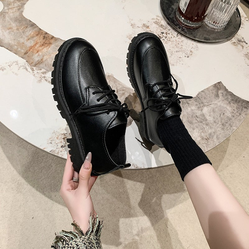 Damen nan stylische Derby-Schnürschuhe mit robuster Profilsohle, gepolstertem Komfortfußbett und dezentem Plateau EB