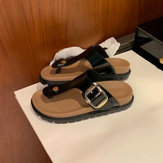 Damen Sandalen mit dekorativem Schnallenverschluss und komfortabler Fußbettgestaltung EB
