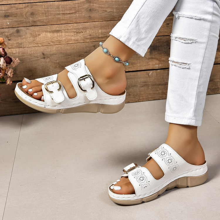Damen Komfortable und stilvolle Zehentrenner-Sandalen mit verstellbarem Riemendesign EB