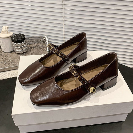 Damen elegante Mary Jane Ballerinas mit dekorativem Riemen EB