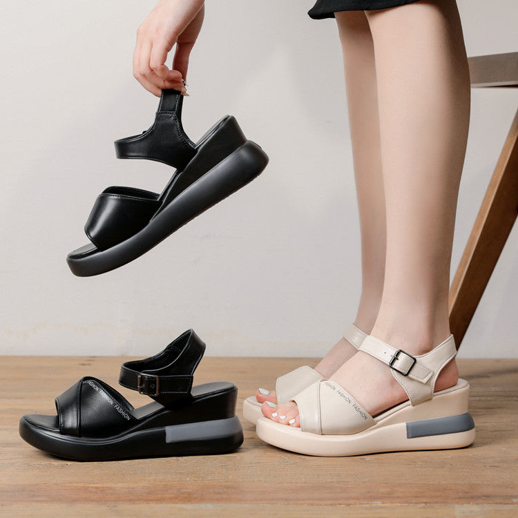 Damen Wedge-Sandalen mit verstellbarem Riemen und anatomischem Fußbett EB