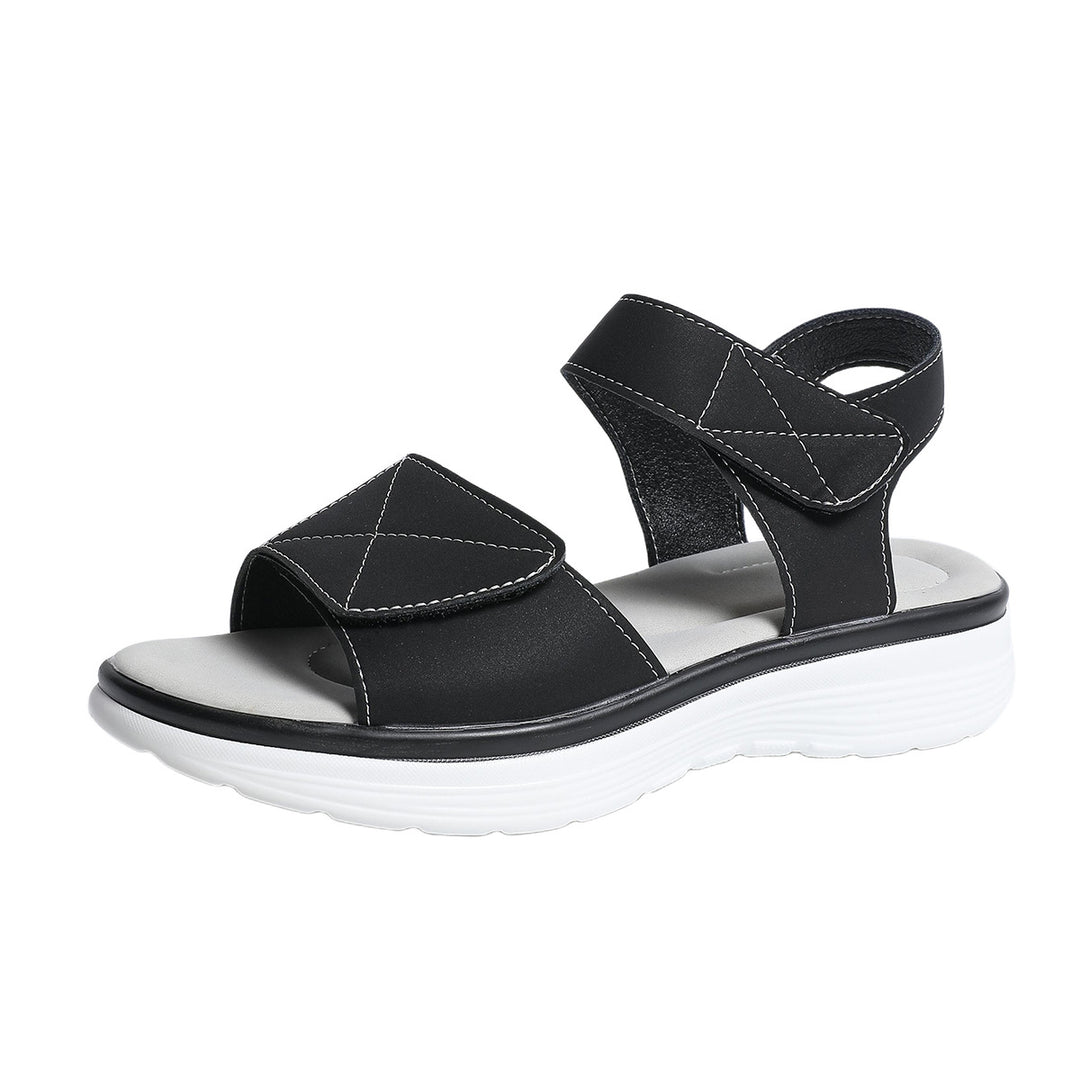 Damen Komfortable Sandalen mit elastischen Klettverschlüssen und Fußbett EB