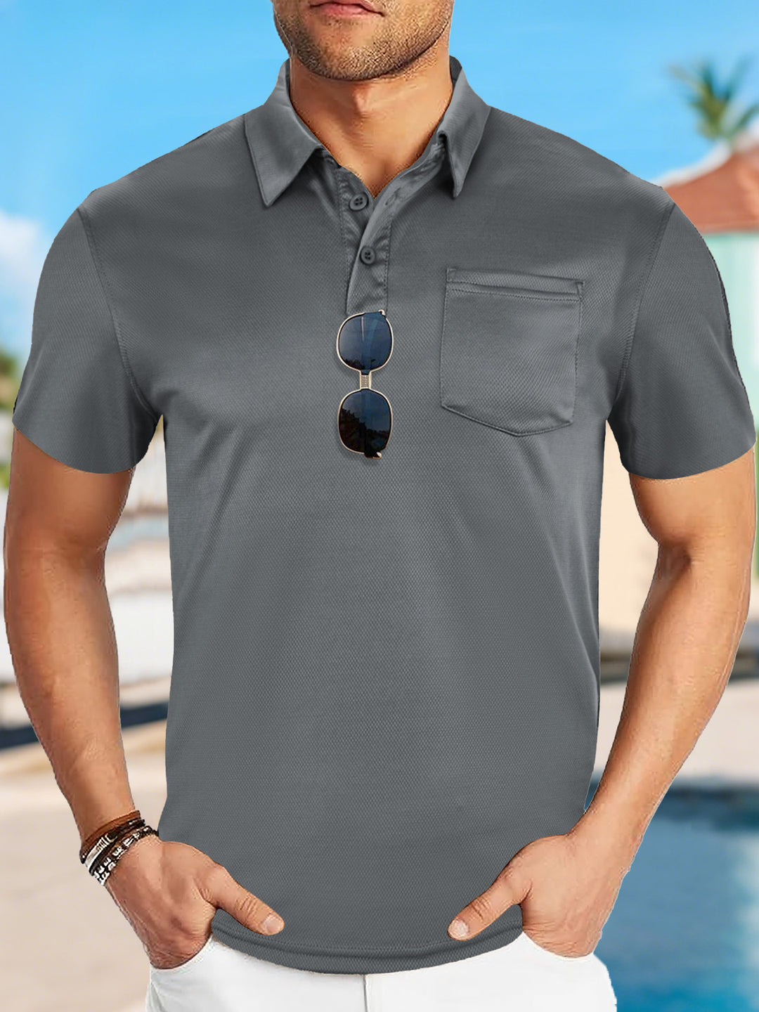 Herren nan funktionales Polohemd mit Brusttasche und atmungsaktiver Meshstruktur EB