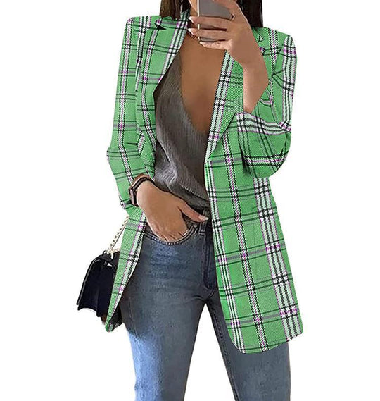 Damen Karierter Blazer mit modernem Schnitt und lässigen Details EB