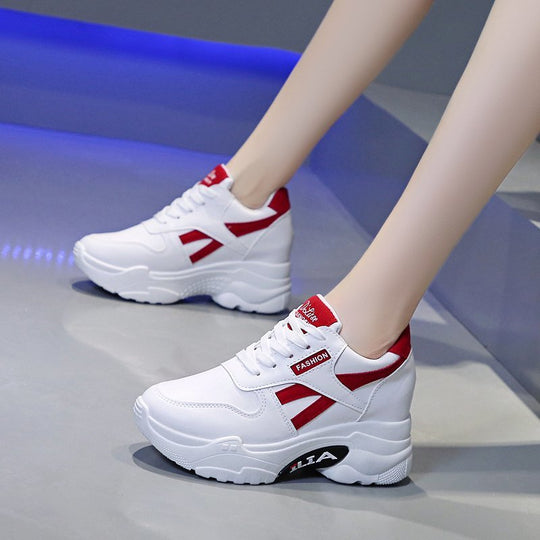 Damen modische Sneakers mit hoher Plateau-Sohle und sportlichem Design EB