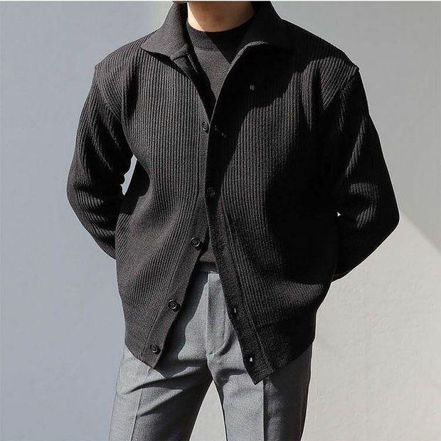 Herren Strukturierte Button-Down-Jacke EB
