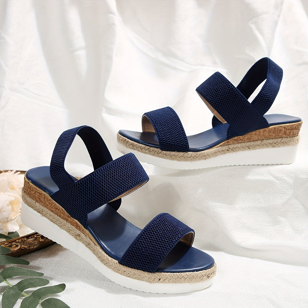Damen Wedge-Sandalen mit elastischen Riemen und komfortablem Fußbett EB