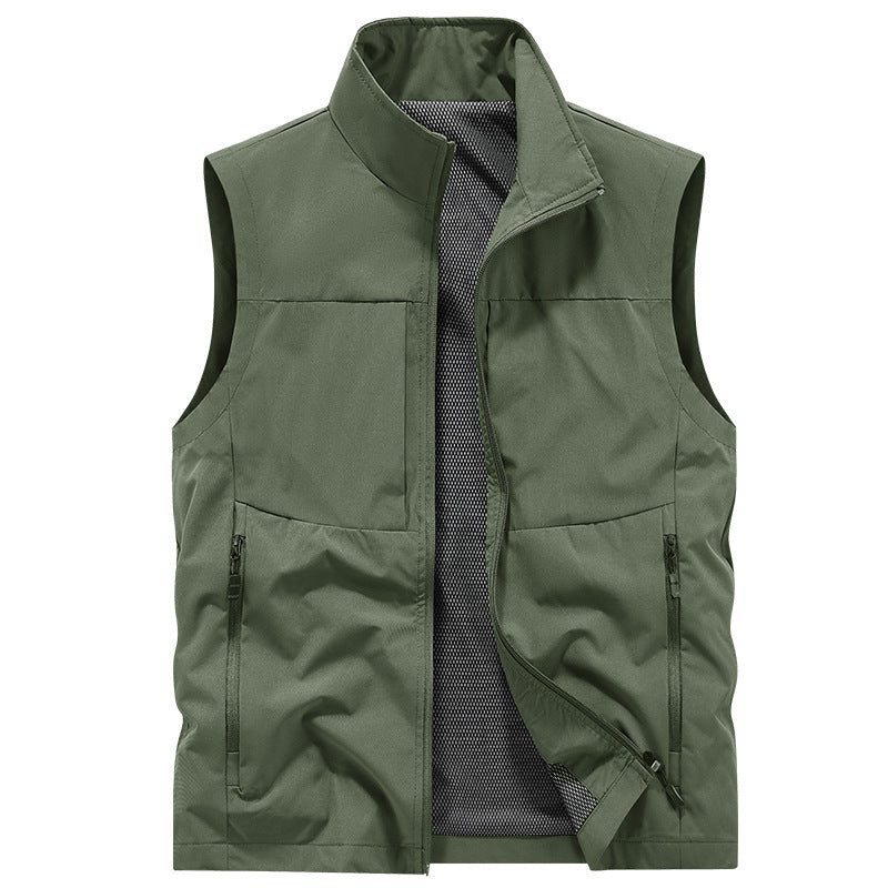 Herren Ultraleichte Utility-Outdoorweste aus Ripstop mit Mesh-Innenfutter und verdeckten Reißverschlusstaschen EB