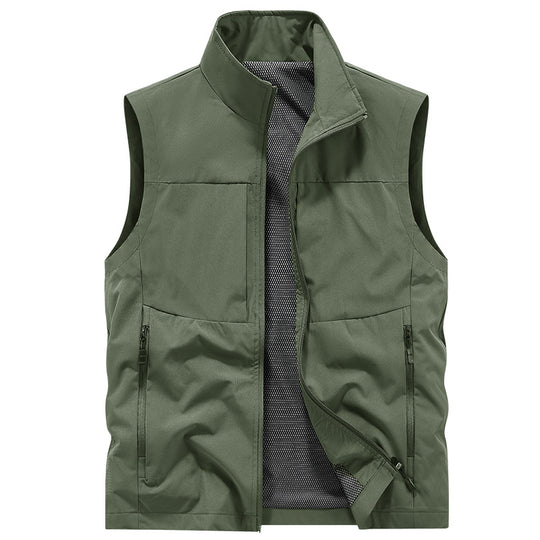 Herren Ultraleichte Utility-Outdoorweste aus Ripstop mit Mesh-Innenfutter und verdeckten Reißverschlusstaschen EB