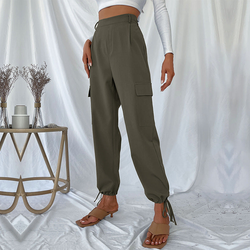 Damen Cargo-Hose mit verstellbarem Bund und seitlichen Taschen EB