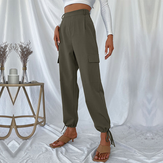 Damen Cargo-Hose mit verstellbarem Bund und seitlichen Taschen EB