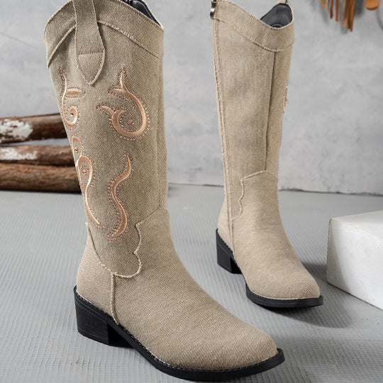 Damen Cowboy-Stiefel mit modischem Stickdesign EB