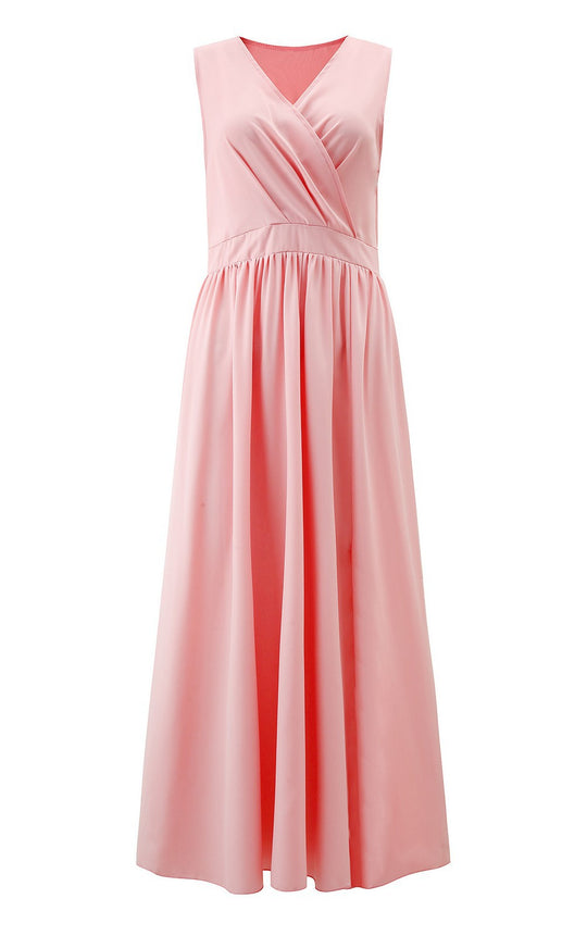 Damen Elegantes Maxikleid mit raffiniertem Wickeldesign und fließendem Stoff EB