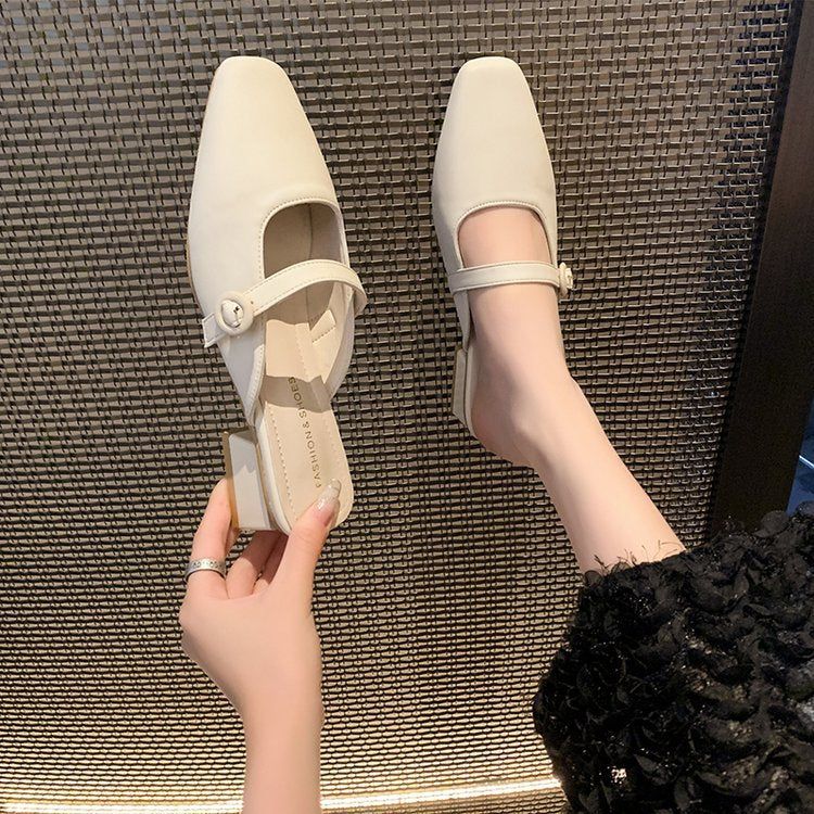 Damen elegante Mules mit schickem Riemendesign EB