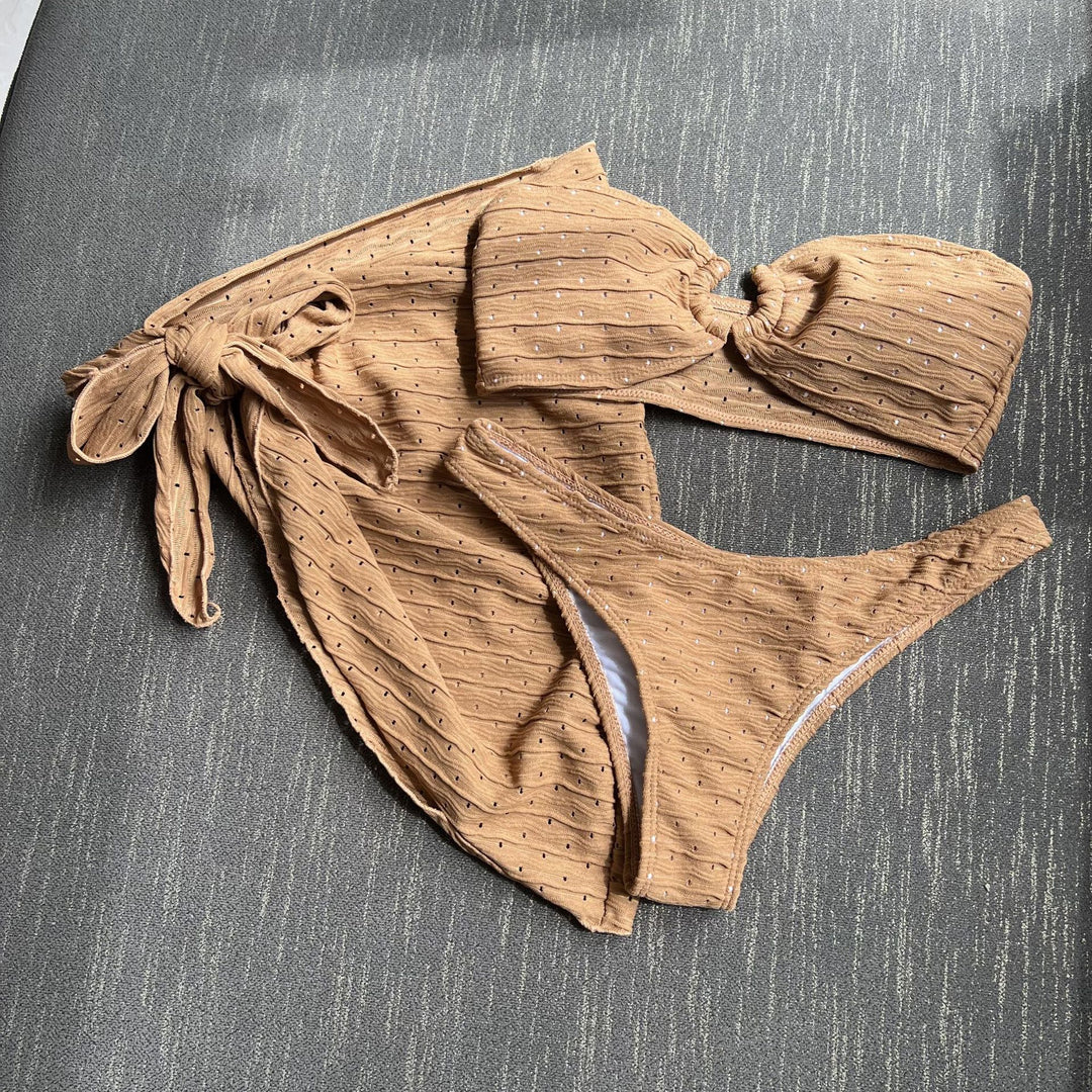 Damen Bandeau-Bikini mit elegantem Binde-Rock und raffinierten Details EB