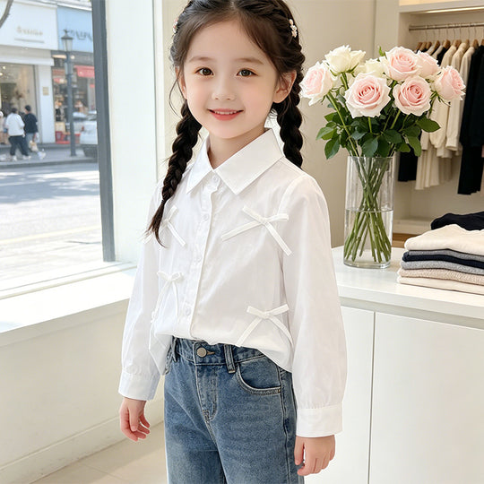 Mädchen Bluse mit liebevollen Schleifendetails EB