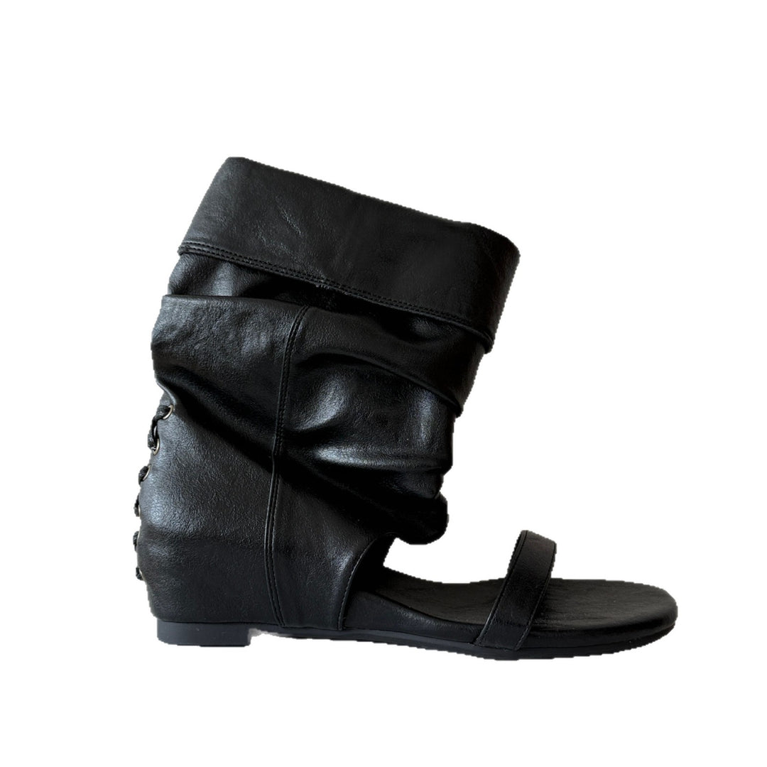 Damen Elegante Sandalen mit einzigartigem Falten-Design und modischem Verstellriemen EB