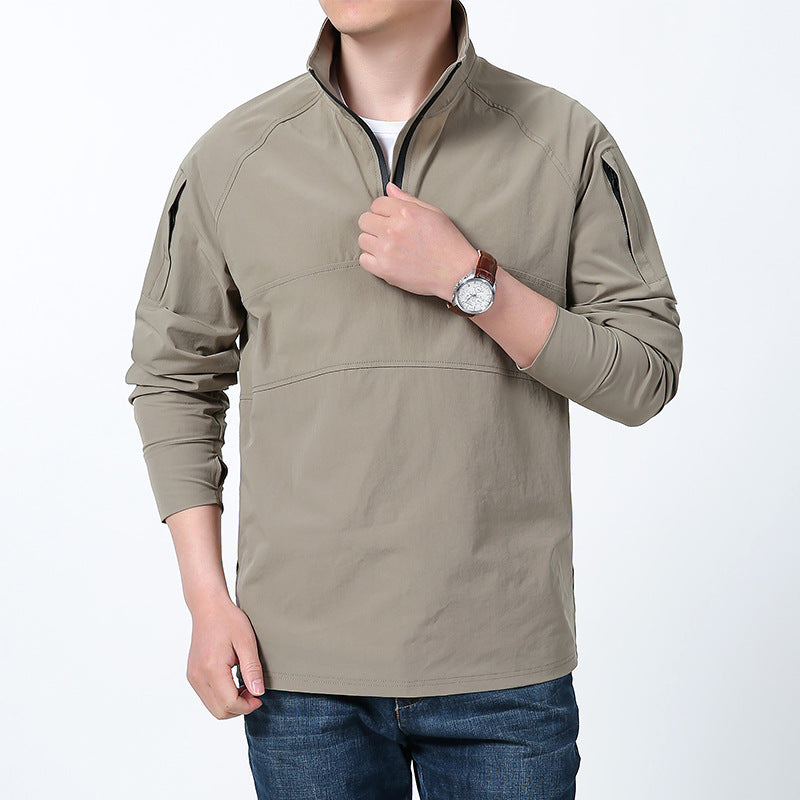 Herren nan Softshell-Pullover mit kurzem Reißverschluss, Ärmeltasche und Raglanärmeln EB