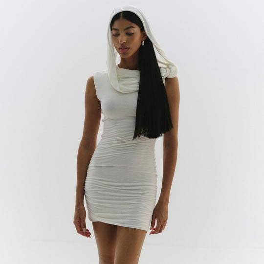 Damen figurbetontes Wickelkleid mit asymmetrischem Kragen EB