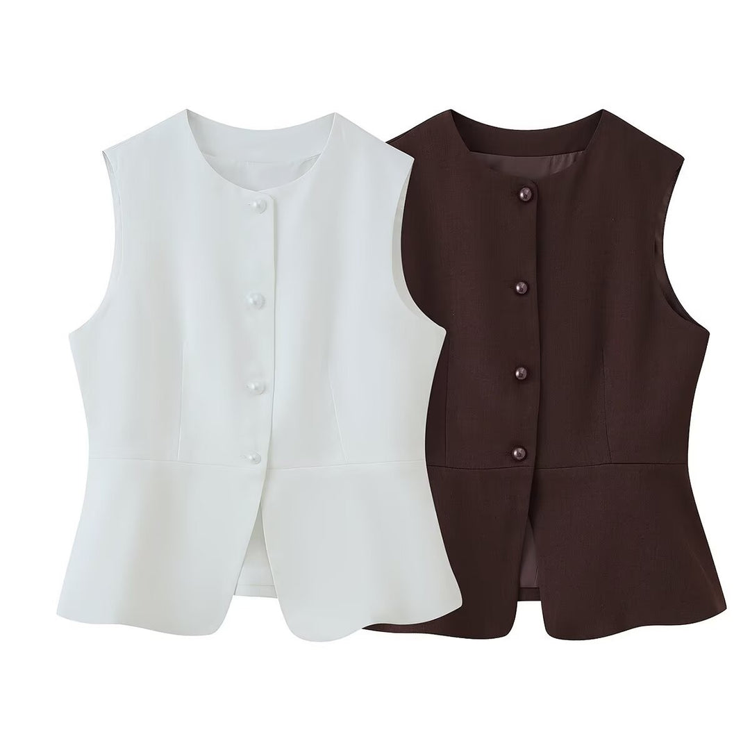Damen ärmellose Blazer-Jacke EB
