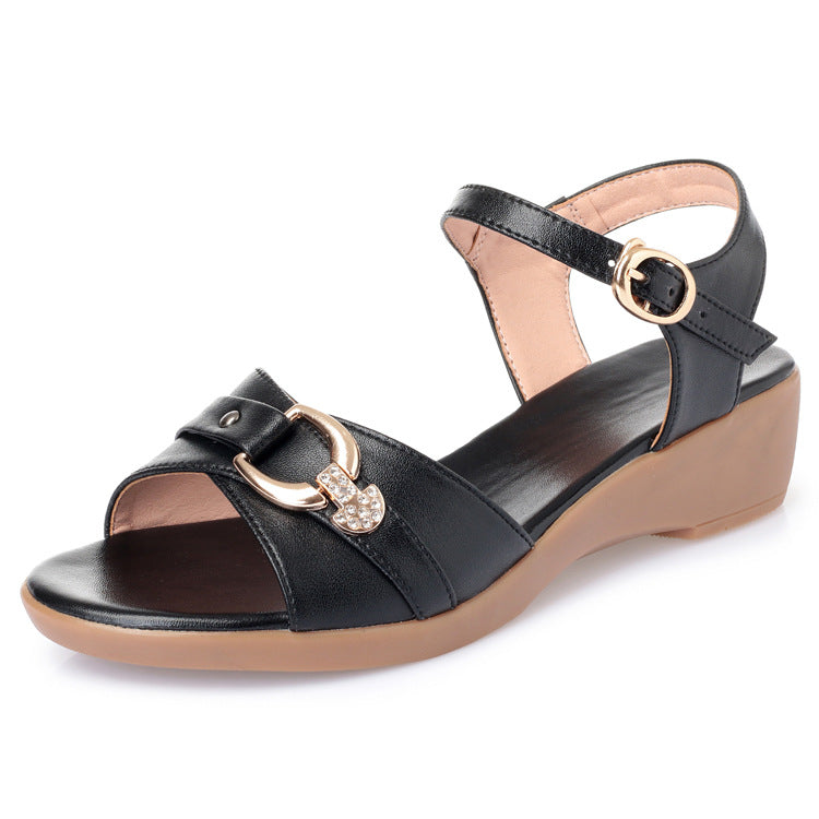 Damen Bequeme Riemchensandaletten mit modischem Schmuckdetail EB