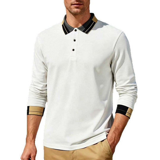 Herren nan langärmeliges Poloshirt mit Kontrastkragen und gerippten Manschetten EB