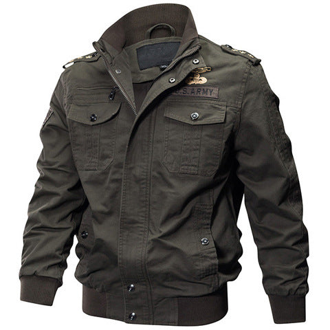 Herren nan militärisch inspiriertes Bomber-Fieldjacke mit Epauletten, verdecktem Reißverschluss und Klappbrusttaschen EB