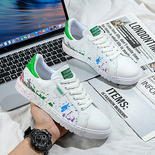 Damen Mode Sneakers mit farbenfrohem Spritzdesign und rutschfester Sohle EB