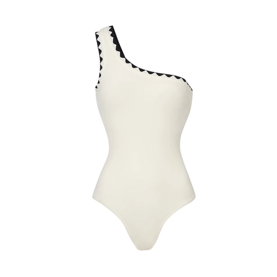 Damen Einteiler Badeanzug mit asymmetrischem Design und passendem Rock EB