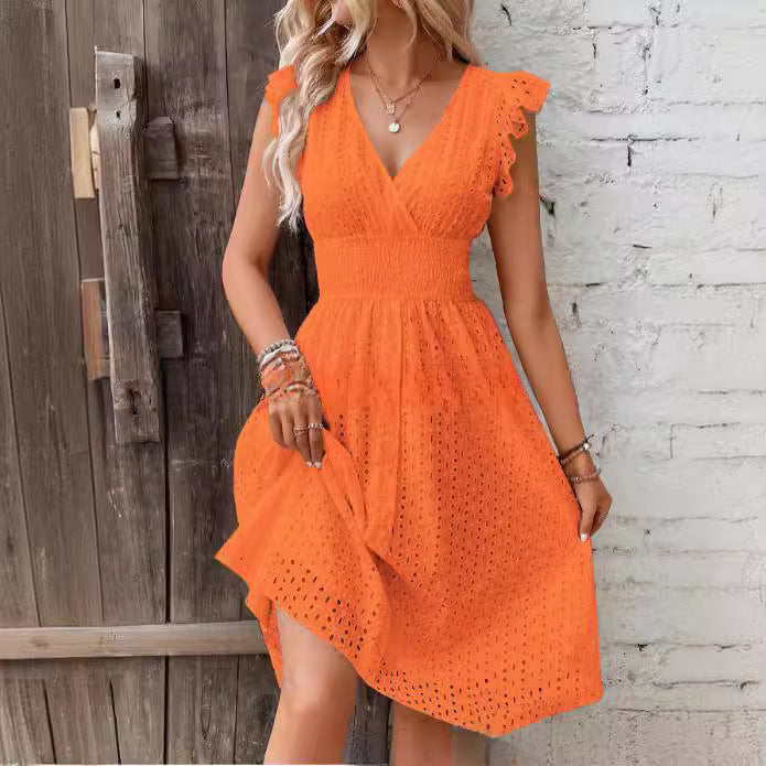 Damen Sommerkleid mit eleganten Spitzenärmeln EB