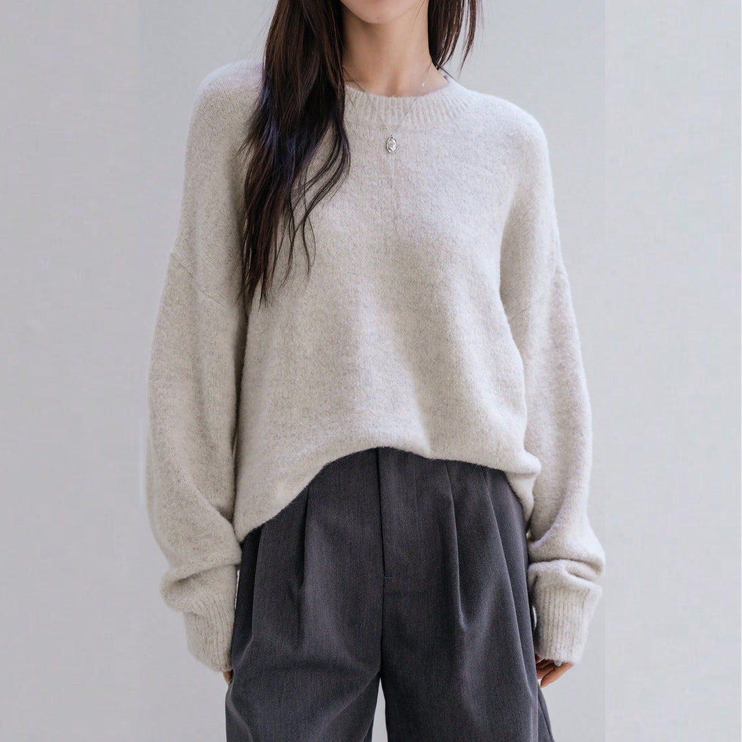 Damen Lässiger Strickpullover mit weitem Schnitt und komfortabler Passform EB
